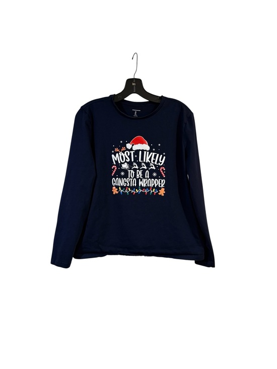 Tops - Christmas Pajama Long Sleeve Shirt Size Large Most Likely to be a Gansta Wrapper